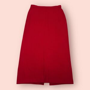 St. John Collection Wool Midi Skirt Womens Size 10 Red Santana Knit USA